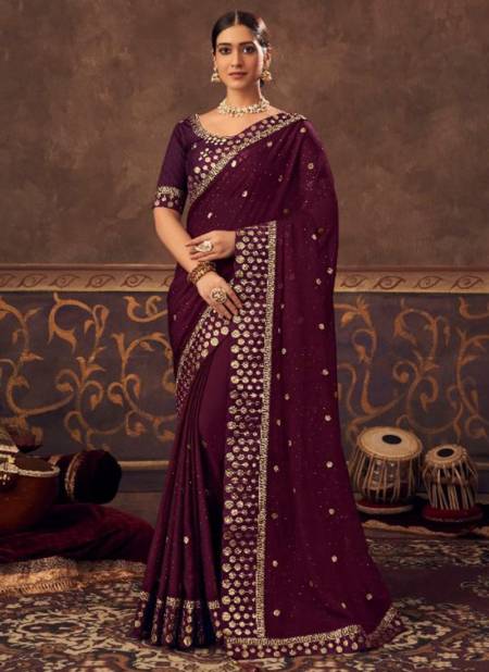 Purple Colour Nihaara Kavira New Latest Designer Ethnic Wear Chiffon Saree Collection 4805